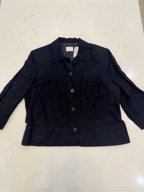Vintage Y2K Emma James Liz Claiborne Navy Linen Blend Jacket
